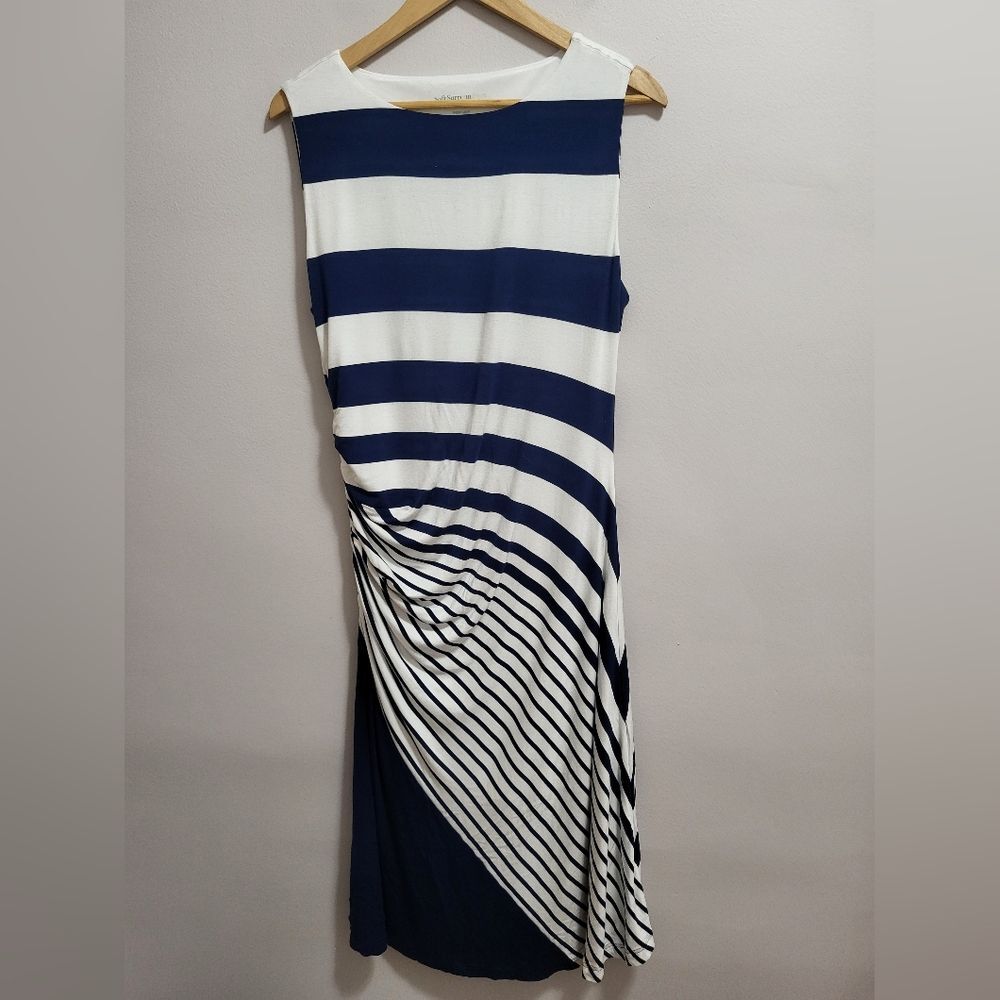 Soft Surroundings Here to Infinity Striped Gathered Maxi Dress Size Petite Large